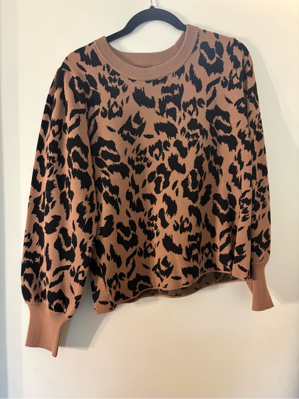 Leopard Print Crewneck Sweater - Brown/Black